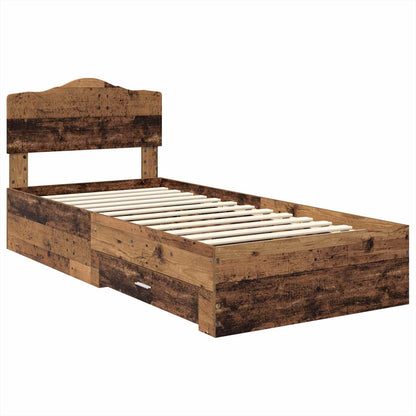 vidaXL Bed Frame with Headboard Old Wood 90 x 200 cm Engineered Wood