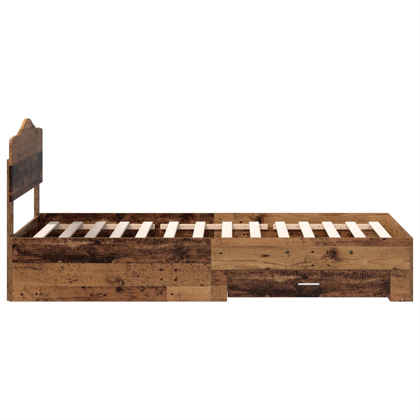 vidaXL Bed Frame with Headboard Old Wood 90 x 200 cm Engineered Wood