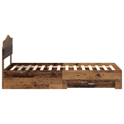 vidaXL Bed Frame with Headboard Old Wood 90 x 200 cm Engineered Wood