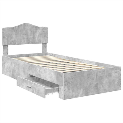 vidaXL Bed Frame with Drawer Concrete Grey 90 x 190 cm Engineered Wood