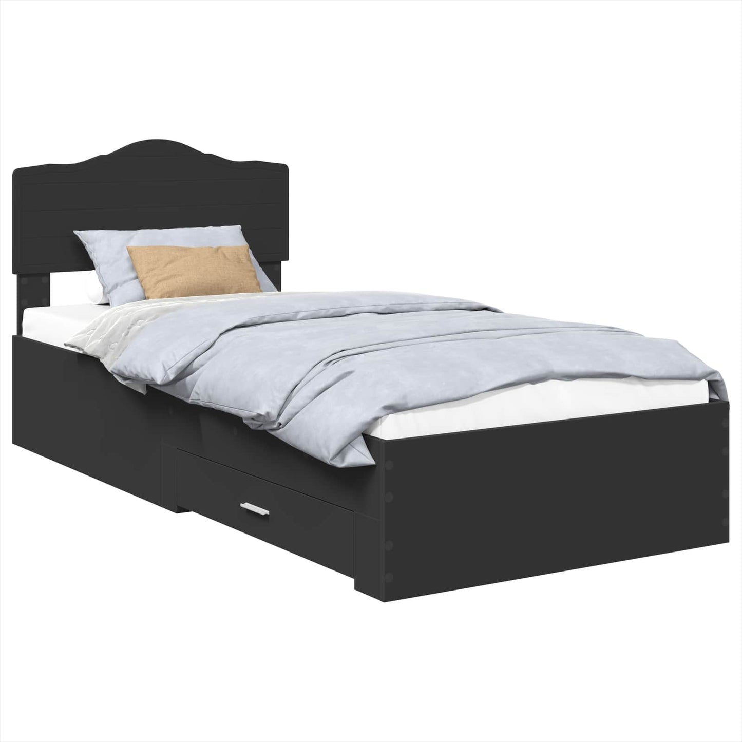 vidaXL Bed Frame with Headboard Black 70 x 190 cm Engineered Wood