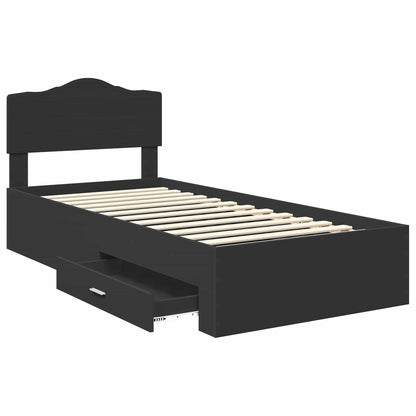 vidaXL Bed Frame with Headboard Black 70 x 190 cm Engineered Wood