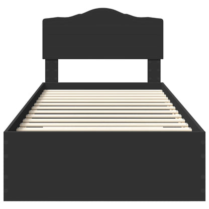 vidaXL Bed Frame with Headboard Black 70 x 190 cm Engineered Wood