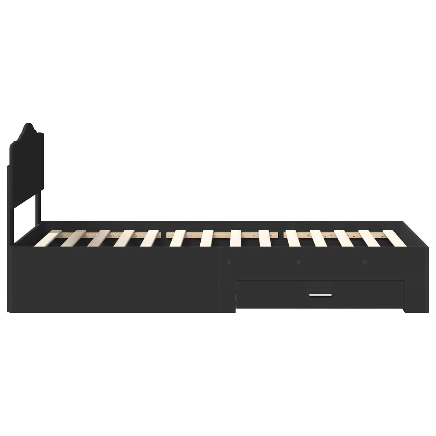 vidaXL Bed Frame with Headboard Black 70 x 190 cm Engineered Wood