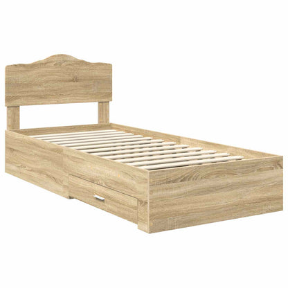 vidaXL Bed Frame with Headboard Sonoma Oak 70 x 190 cm Engineered Wood