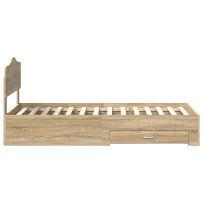 vidaXL Bed Frame with Headboard Sonoma Oak 70 x 190 cm Engineered Wood