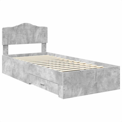 vidaXL Bed Frame with Drawer Concrete Grey 70 x 190 cm Engineered Wood