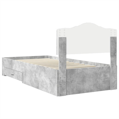 vidaXL Bed Frame with Drawer Concrete Grey 70 x 190 cm Engineered Wood