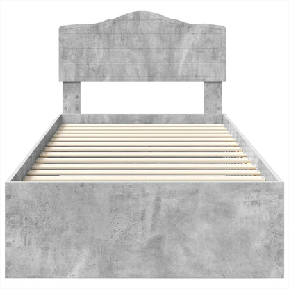 vidaXL Bed Frame with Drawer Concrete Grey 70 x 190 cm Engineered Wood