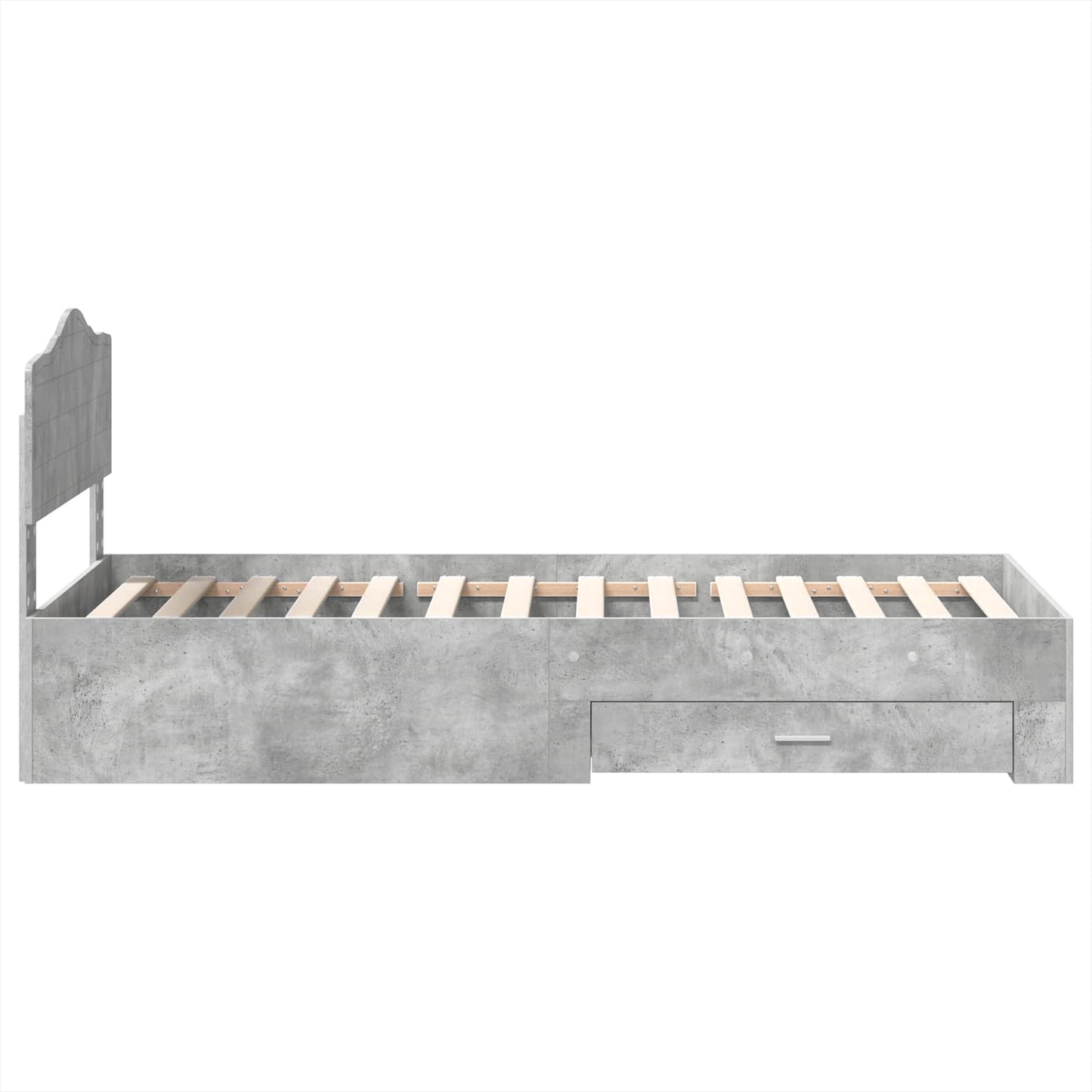 vidaXL Bed Frame with Drawer Concrete Grey 70 x 190 cm Engineered Wood