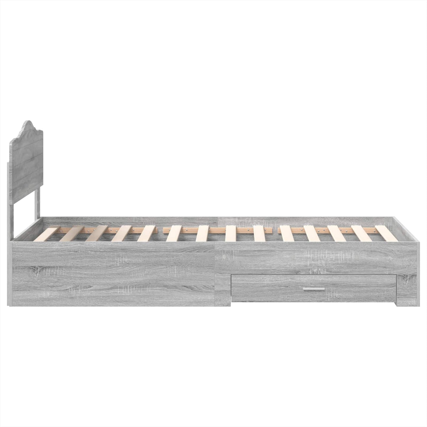 vidaXL Bed Frame with Drawer Grey Sonoma 70 x 190 cm Engineered Wood