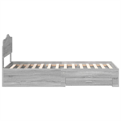 vidaXL Bed Frame with Drawer Grey Sonoma 70 x 190 cm Engineered Wood