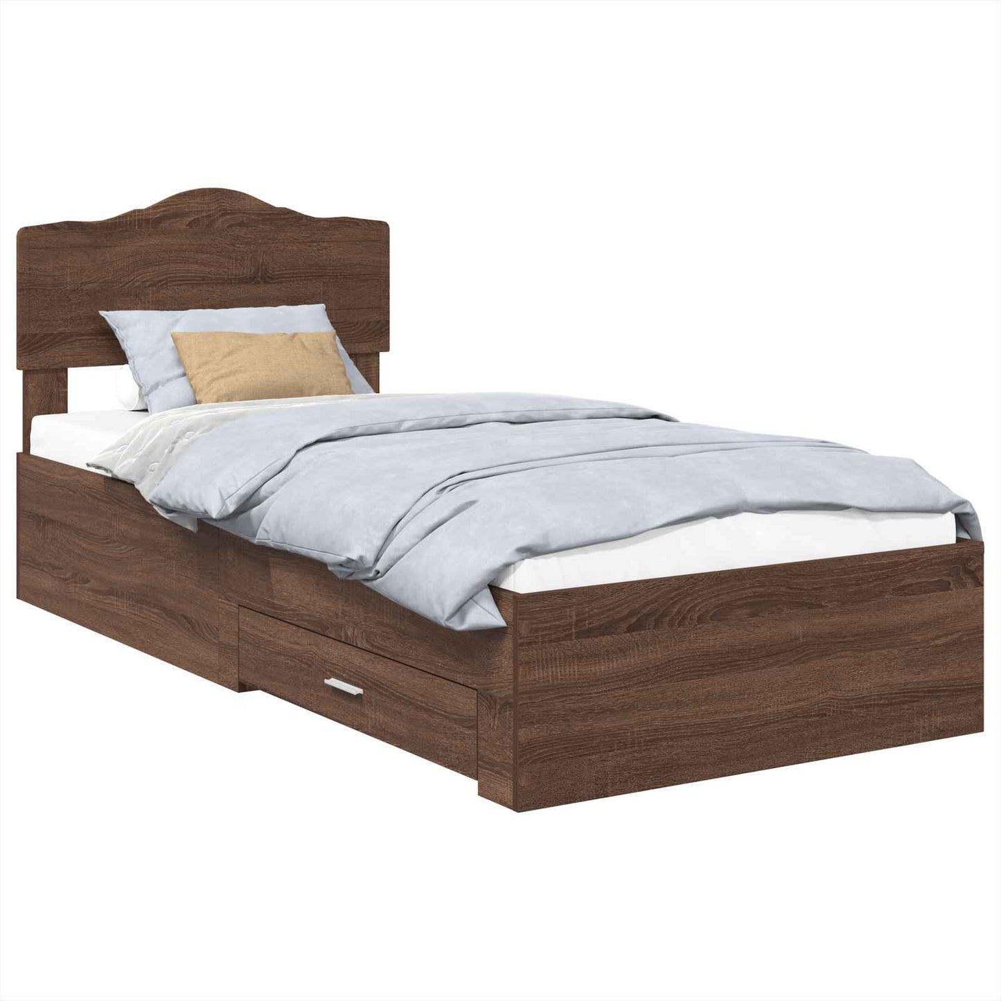 vidaXL Bed Frame with Headboard Brown Oak 70 x 190 cm Engineered Wood