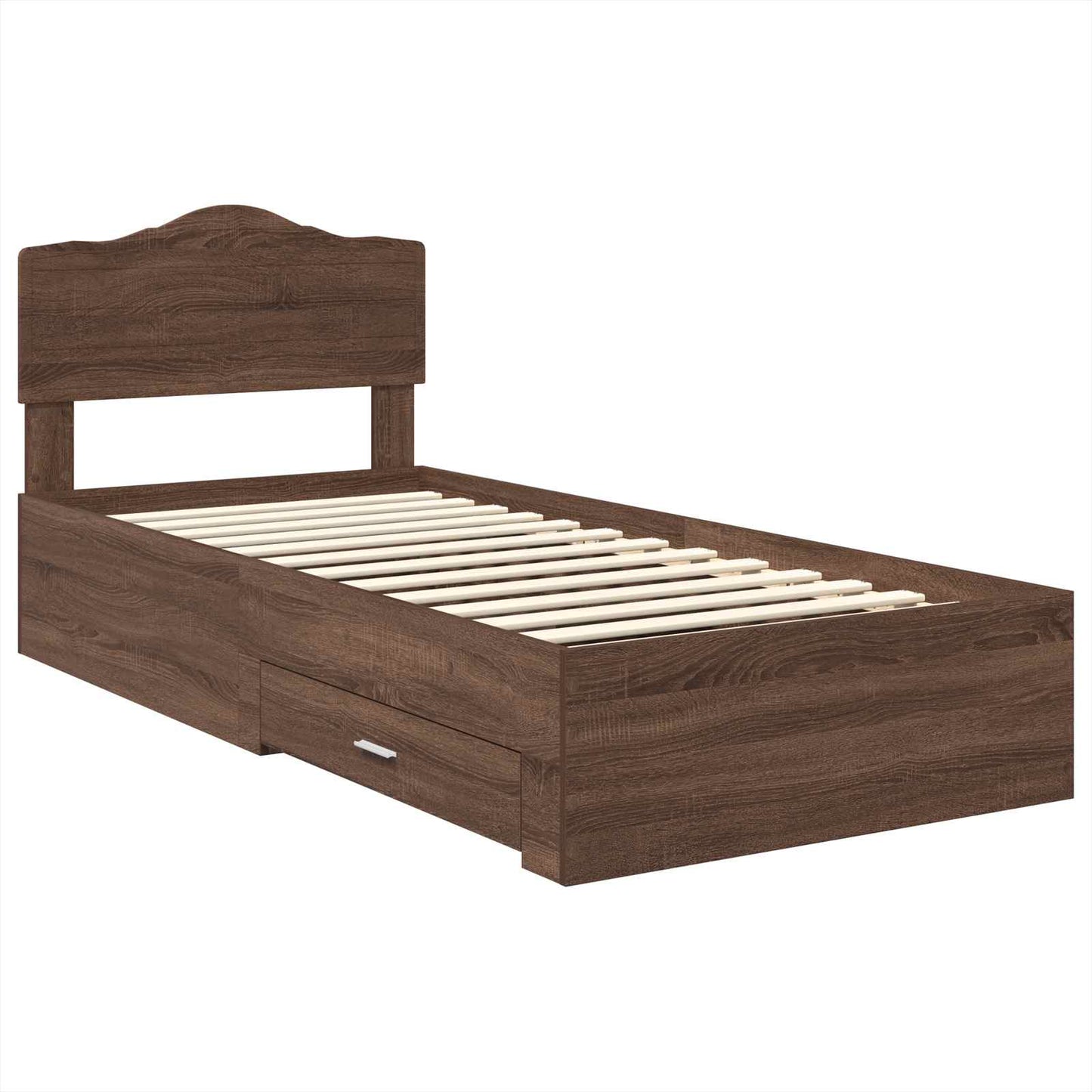 vidaXL Bed Frame with Headboard Brown Oak 70 x 190 cm Engineered Wood