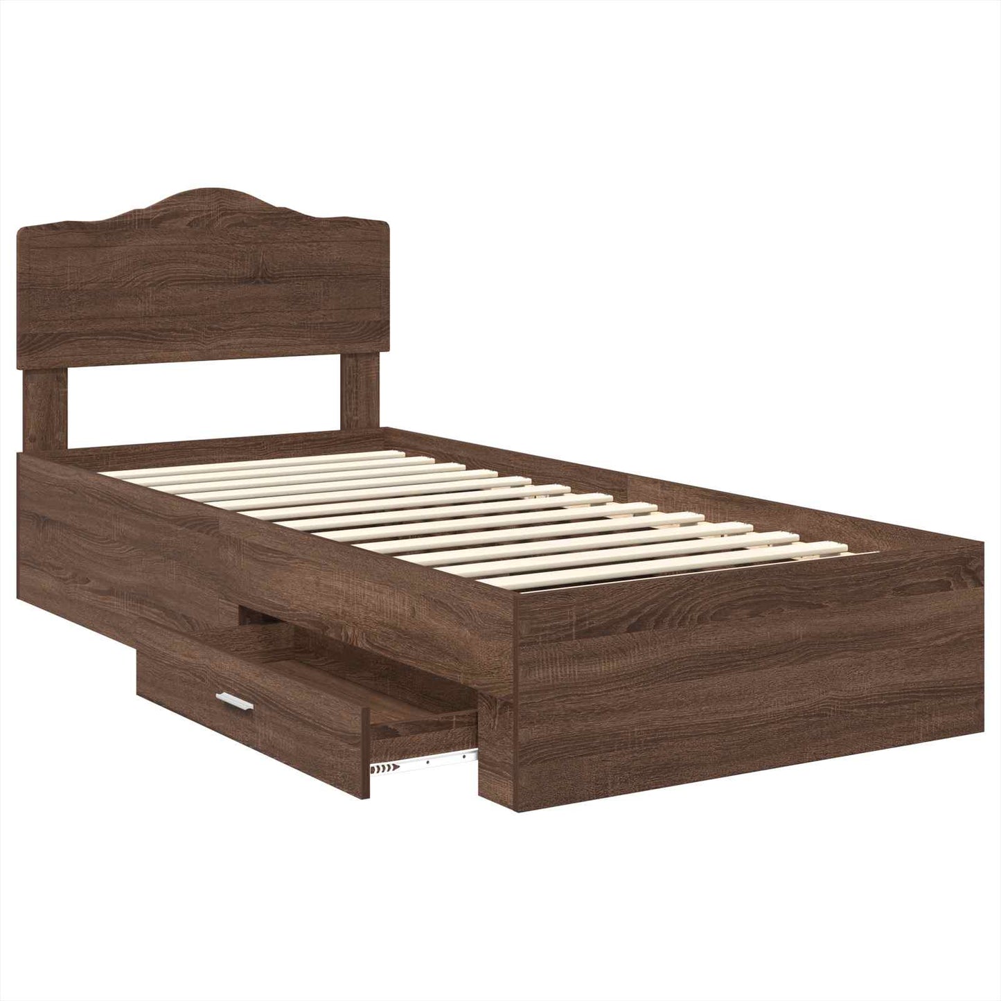 vidaXL Bed Frame with Headboard Brown Oak 70 x 190 cm Engineered Wood