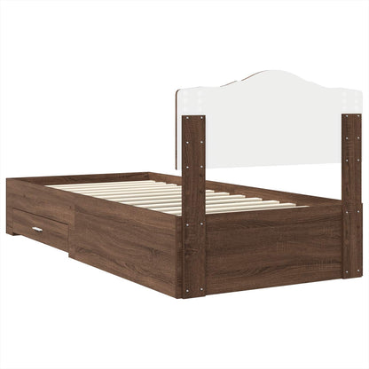vidaXL Bed Frame with Headboard Brown Oak 70 x 190 cm Engineered Wood
