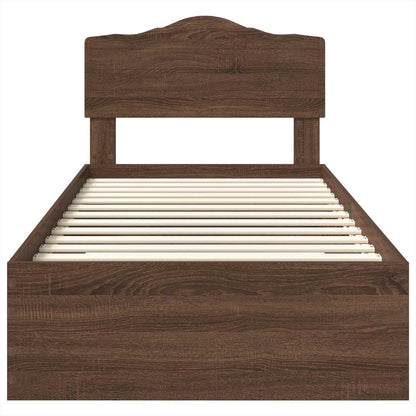 vidaXL Bed Frame with Headboard Brown Oak 70 x 190 cm Engineered Wood