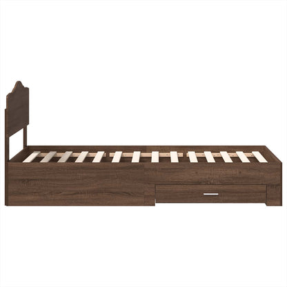 vidaXL Bed Frame with Headboard Brown Oak 70 x 190 cm Engineered Wood