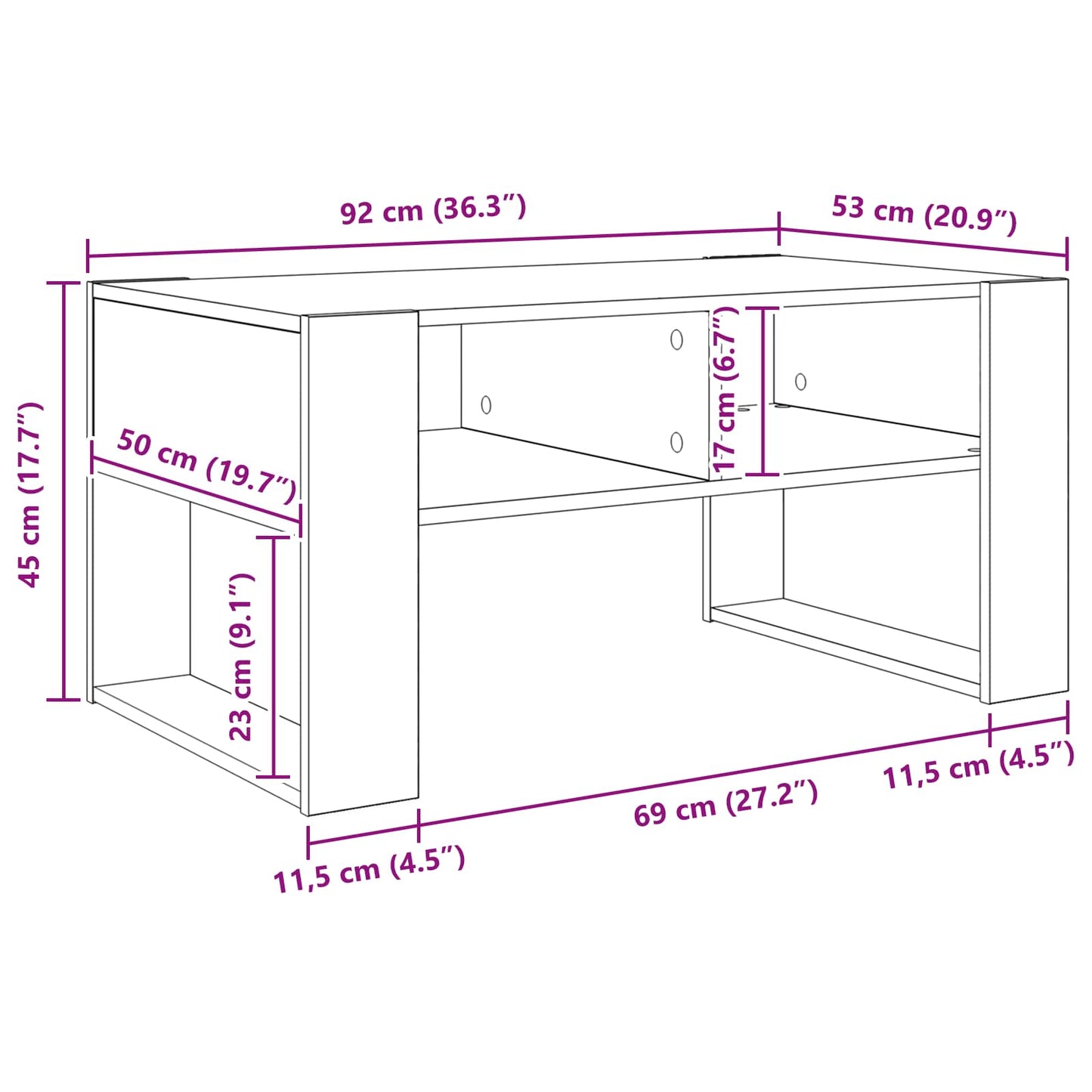 vidaXL Coffee Table White 92 x 53 x 45 cm Engineered Wood