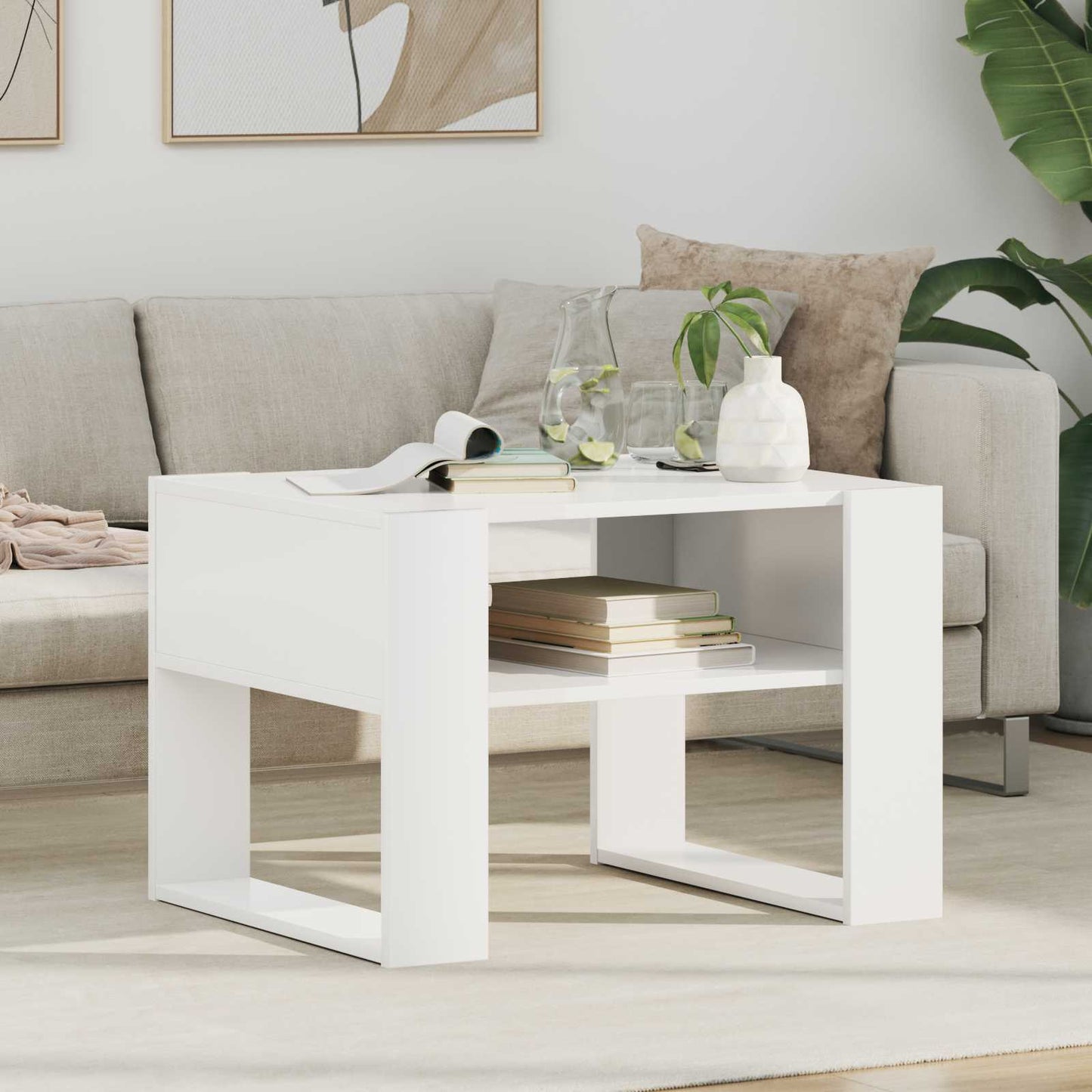 vidaXL Coffee Table White 66 x 53 x 45 cm Engineered Wood