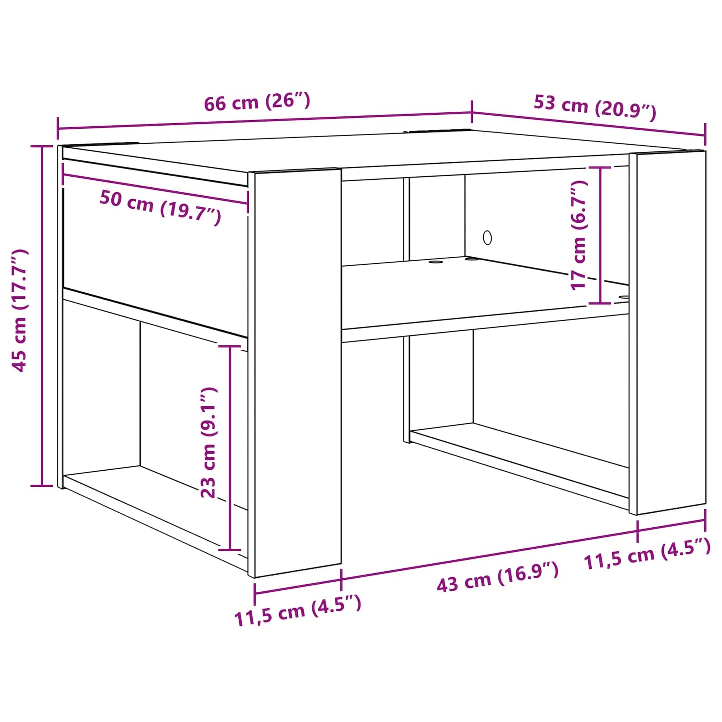 vidaXL Coffee Table White 66 x 53 x 45 cm Engineered Wood