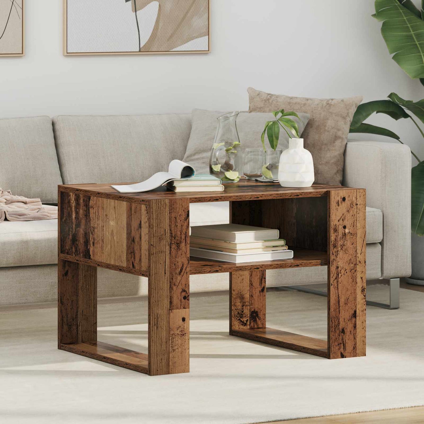 vidaXL Coffee Table Old Wood 66 x 53 x 45 cm Engineered Wood