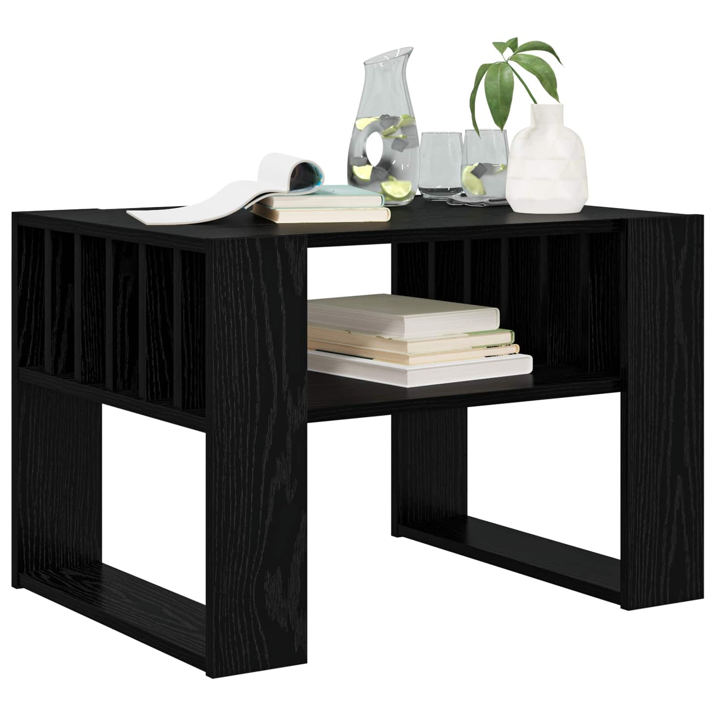 vidaXL Coffee Table Black Oak 66 x 49.5 x 45 cm Engineered Wood
