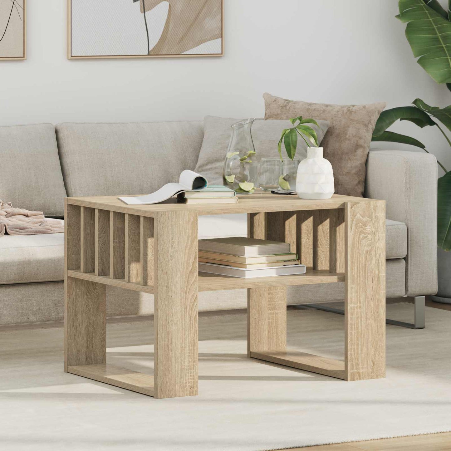 vidaXL Coffee Table Sonoma Oak 66 x 49.5 x 45 cm Engineered Wood