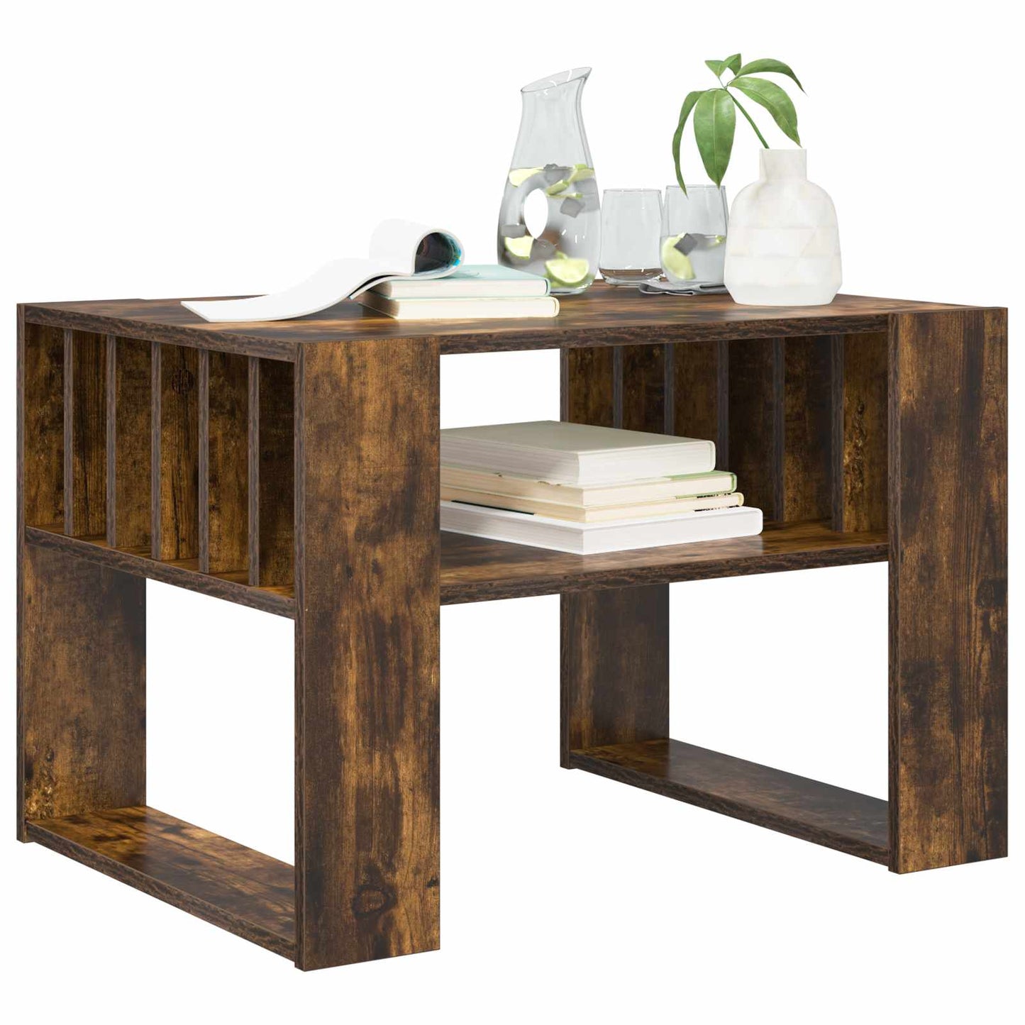 vidaXL Coffee Table Smoked Oak 66 x 49.5 x 45 cm Engineered Wood