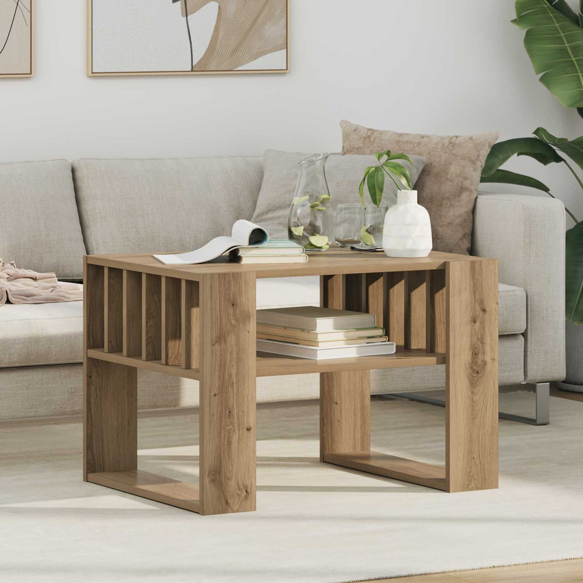 vidaXL Coffee Table Artisan Oak 66 x 49.5 x 45 cm Engineered Wood