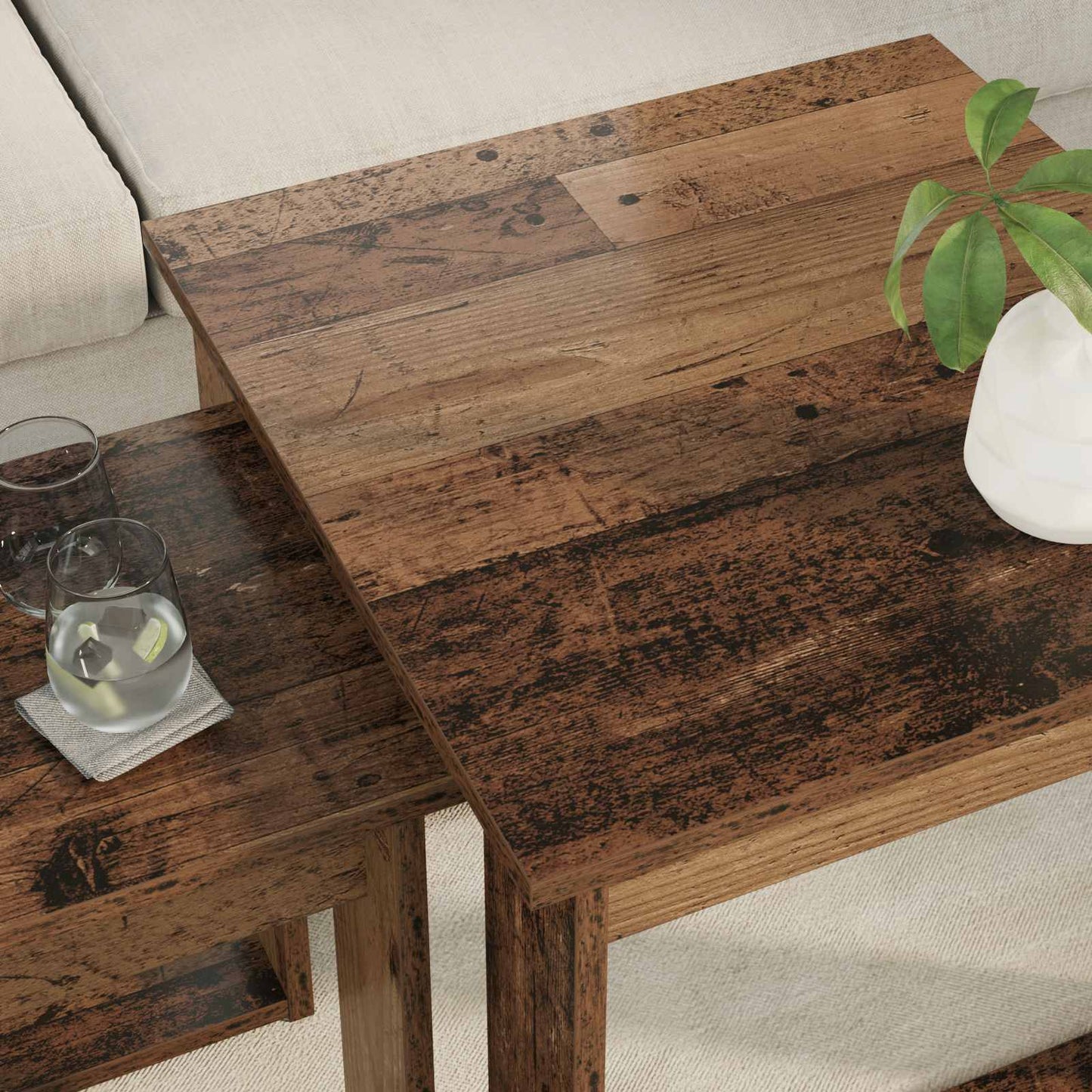 vidaXL Coffee Table Set 2 pcs Old Wood Engineered Wood