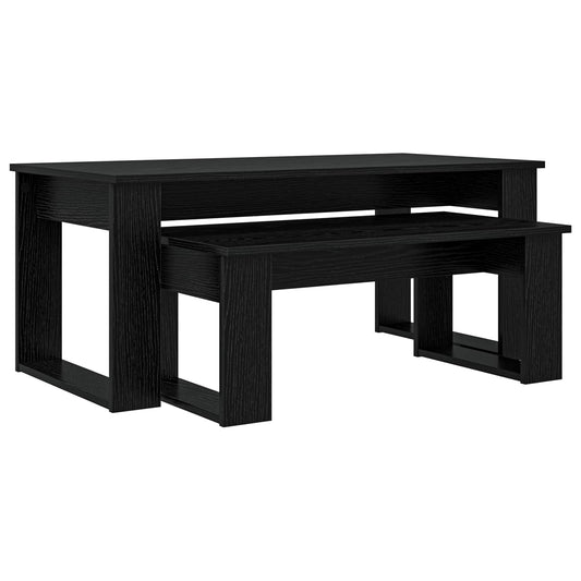 vidaXL Coffee Table Set 2 pcs Black Oak Engineered Wood