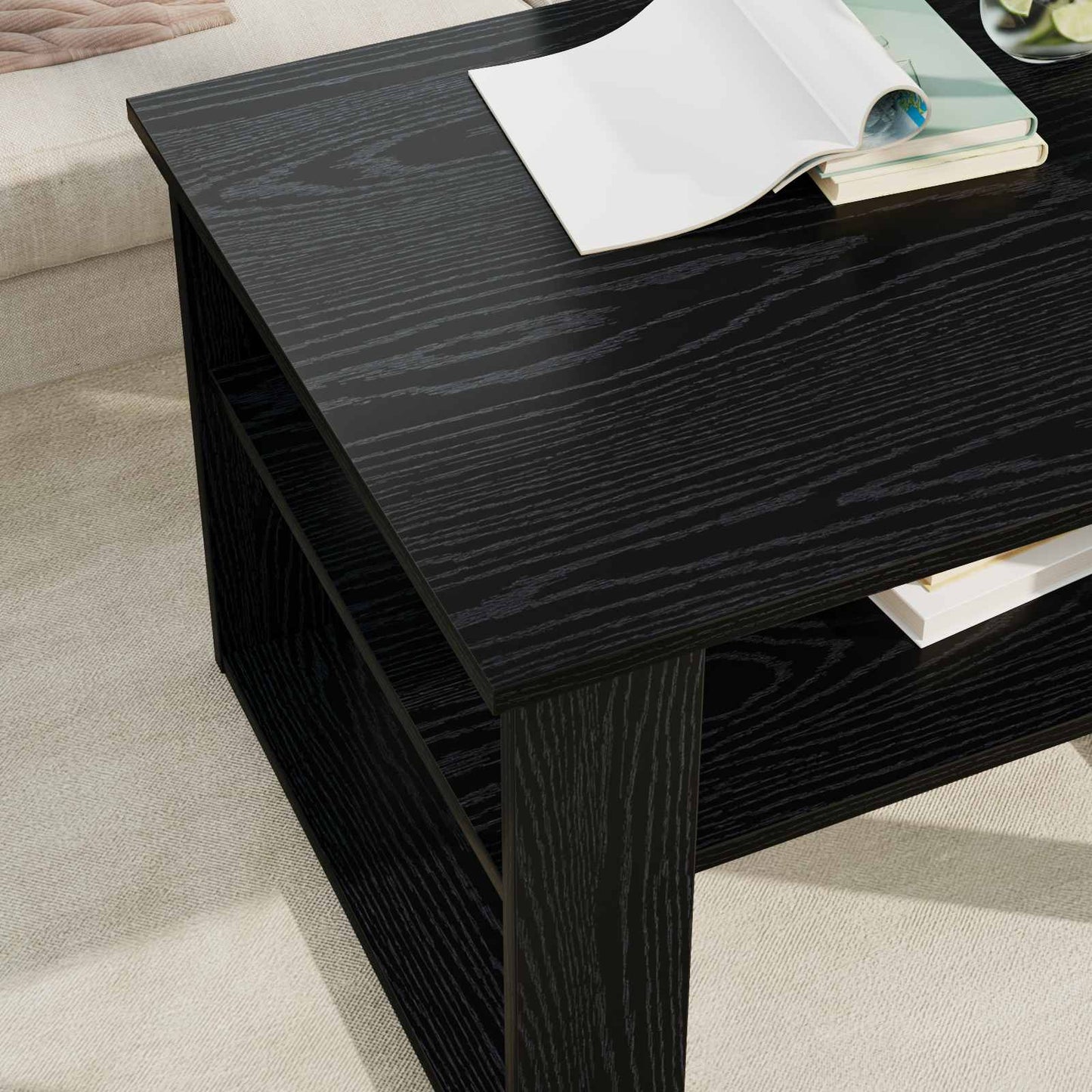 vidaXL Coffee Table Black Oak 64 x 54 x 44 cm Engineered Wood