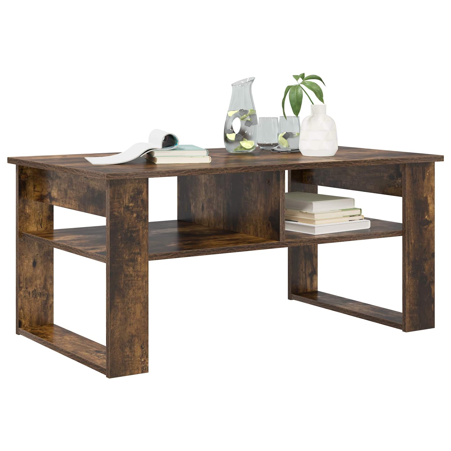 vidaXL Coffee Table Smoked Oak 96 x 54 x 44 cm Engineered Wood