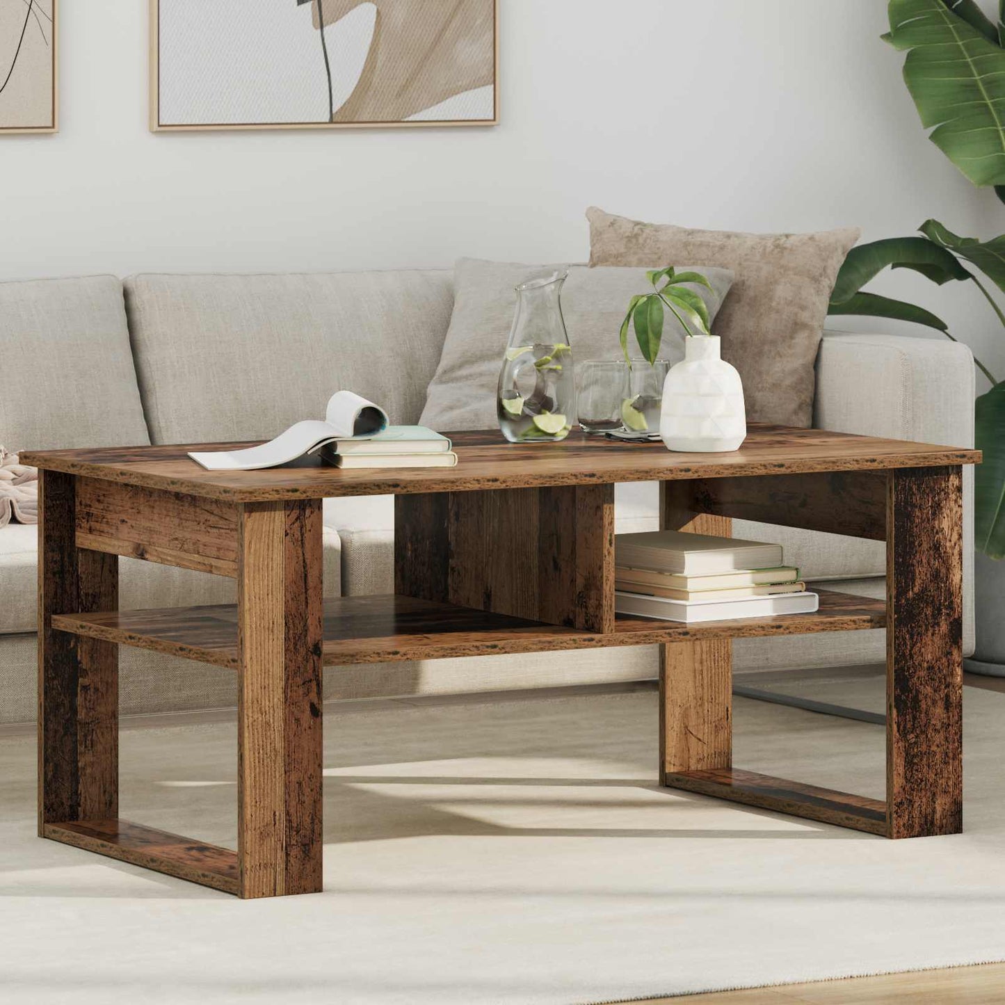 vidaXL Coffee Table Old Wood 96 x 54 x 44 cm Engineered Wood