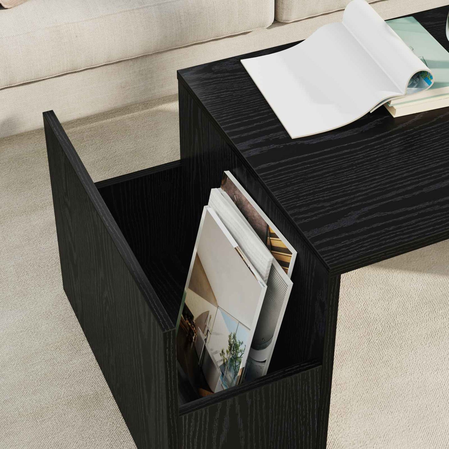 vidaXL Coffee Table Black Oak 90 x 45 x 35 cm Engineered Wood