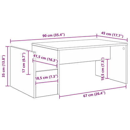 vidaXL Coffee Table Smoked Oak 90 x 45 x 35 cm Engineered Wood