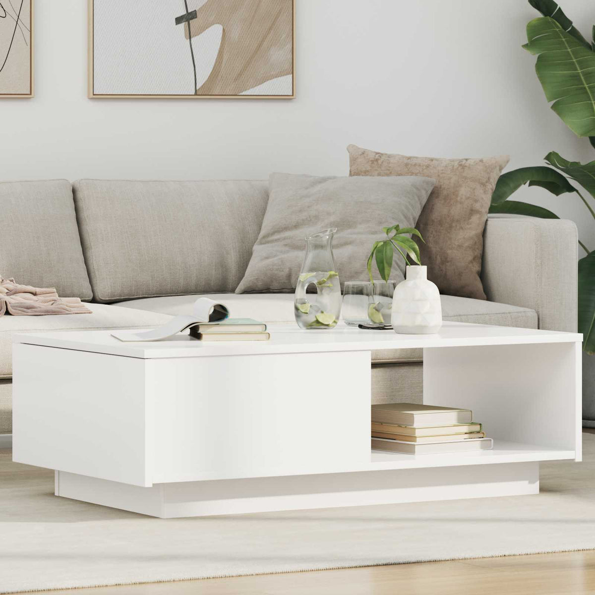 vidaXL Coffee Table White 95 x 55 x 31 cm Engineered Wood
