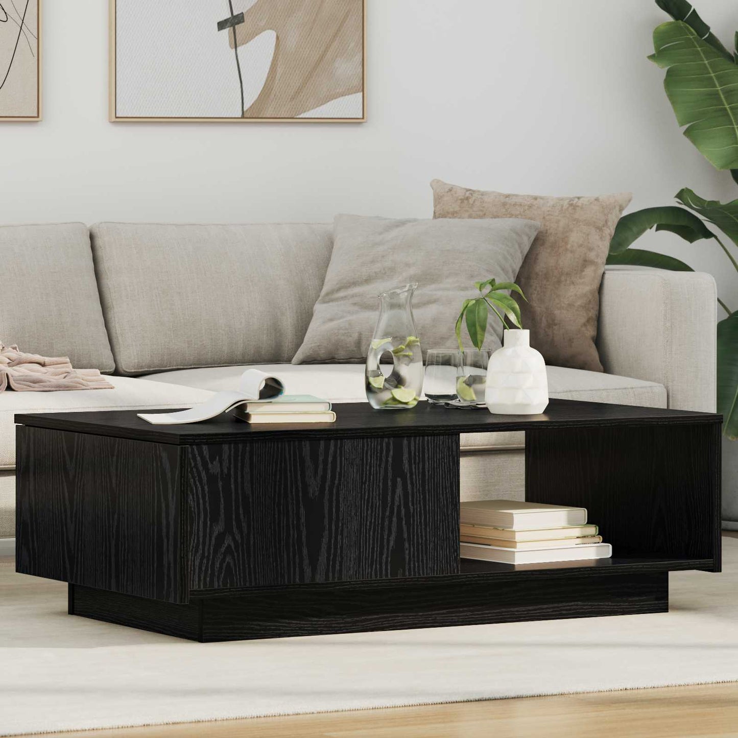 vidaXL Coffee Table Black Oak 95 x 55 x 31 cm Engineered Wood