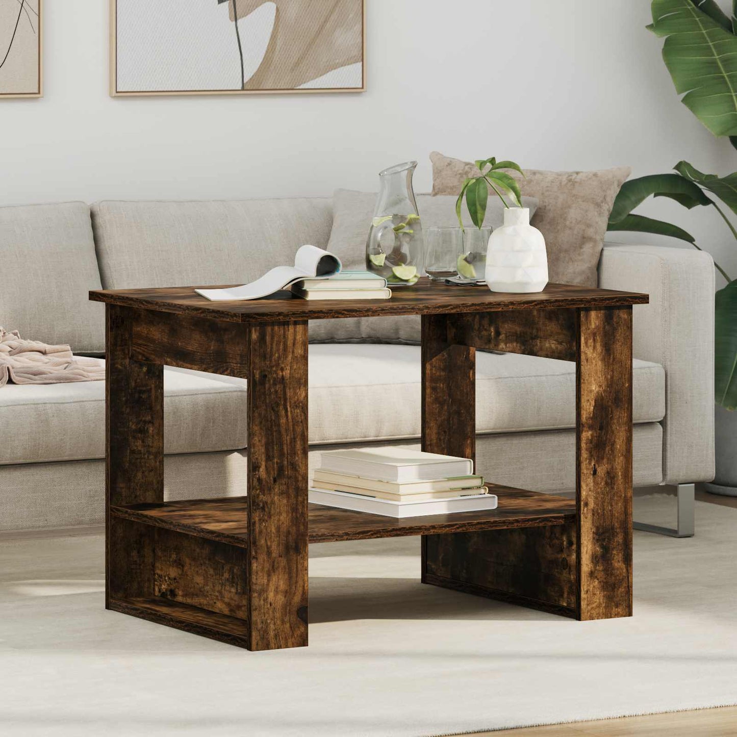 vidaXL Coffee Table Smoked Oak 72 x 50 x 50 cm Engineered Wood