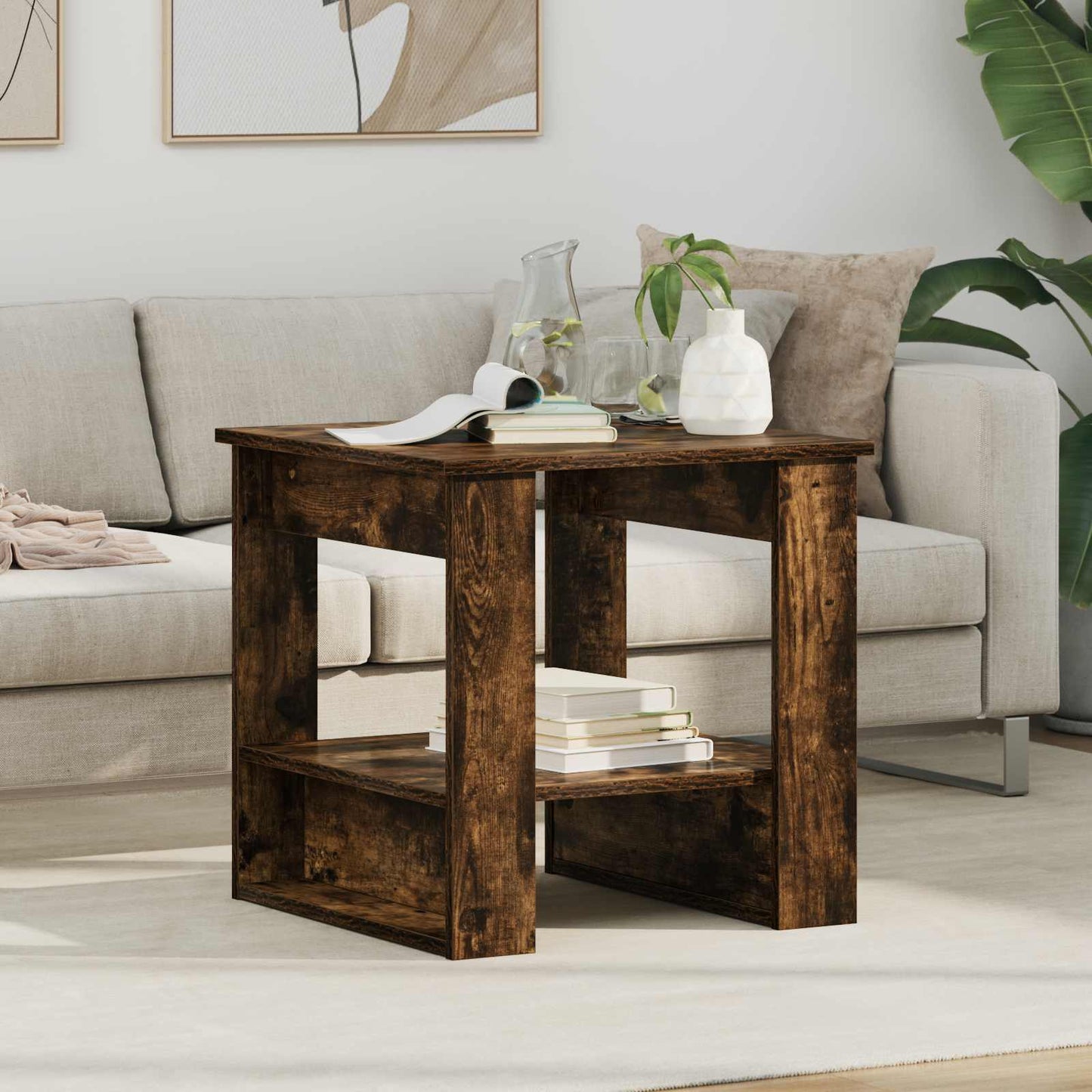 vidaXL Coffee Table Smoked Oak 51 x 50 x 50 cm Engineered Wood