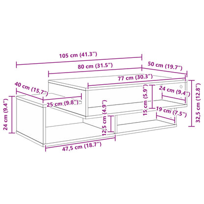 vidaXL Coffee Table Black Oak 105 x 50 x 32.5 cm Engineered Wood