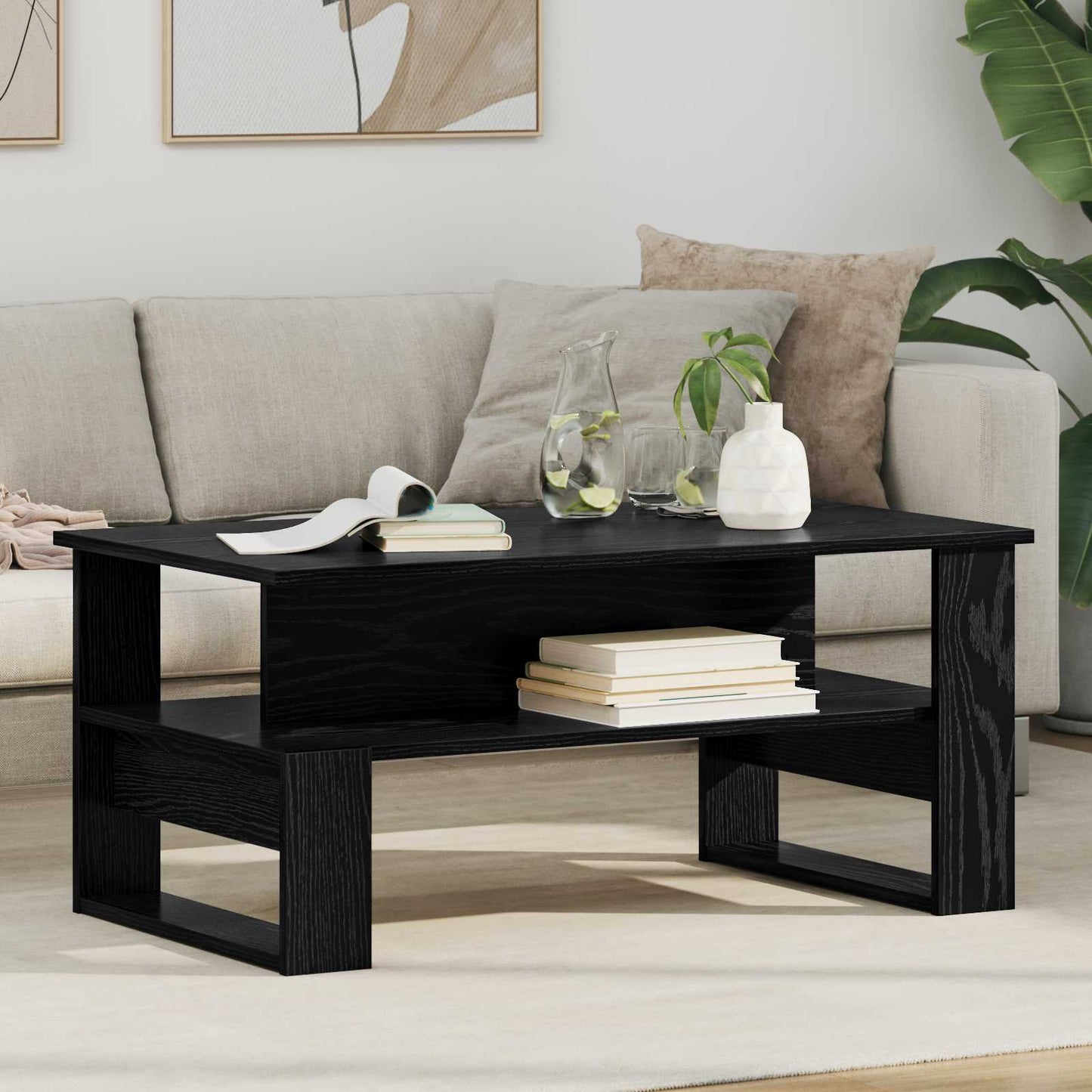vidaXL Coffee Table Black Oak 90 x 50 x 40 cm Engineered Wood