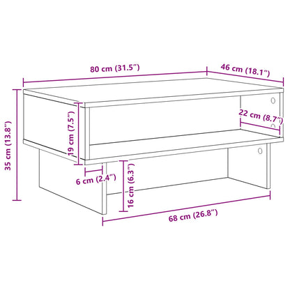 vidaXL Coffee Table Sonoma Oak 80 x 46 x 35 cm Engineered Wood