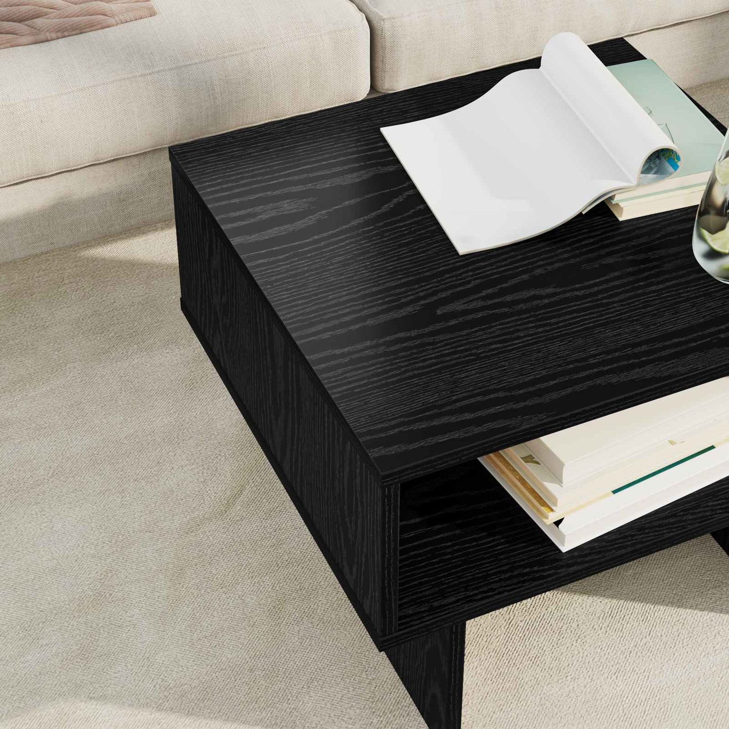 vidaXL Coffee Table Black Oak 48 x 46 x 35 cm Engineered Wood
