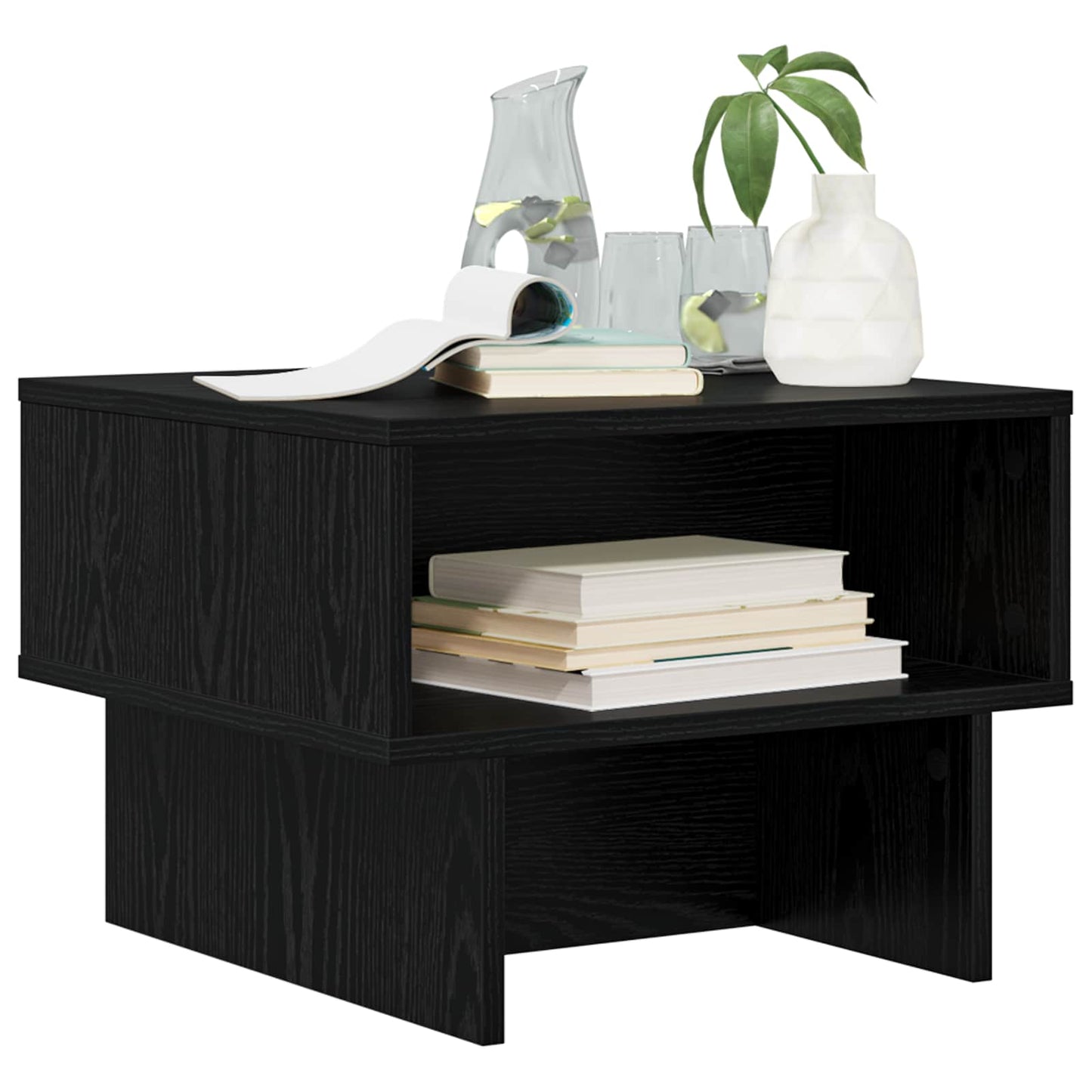 vidaXL Coffee Table Black Oak 48 x 46 x 35 cm Engineered Wood