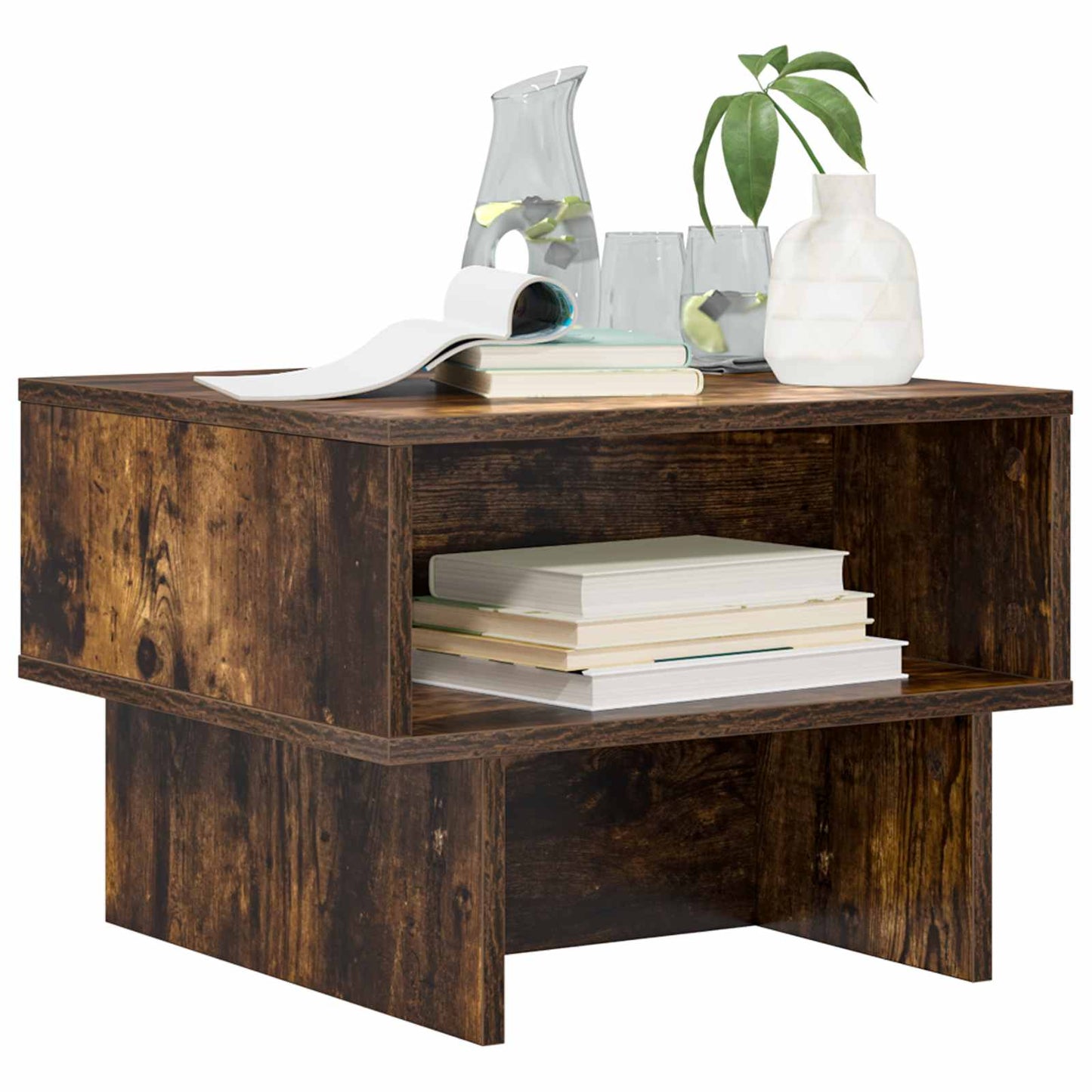 vidaXL Coffee Table Smoked Oak 48 x 46 x 35 cm Engineered Wood