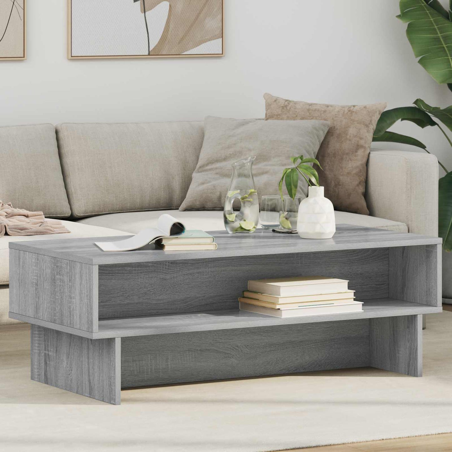 vidaXL Coffee Table Grey Sonoma 100 x 46 x 35 cm Engineered Wood