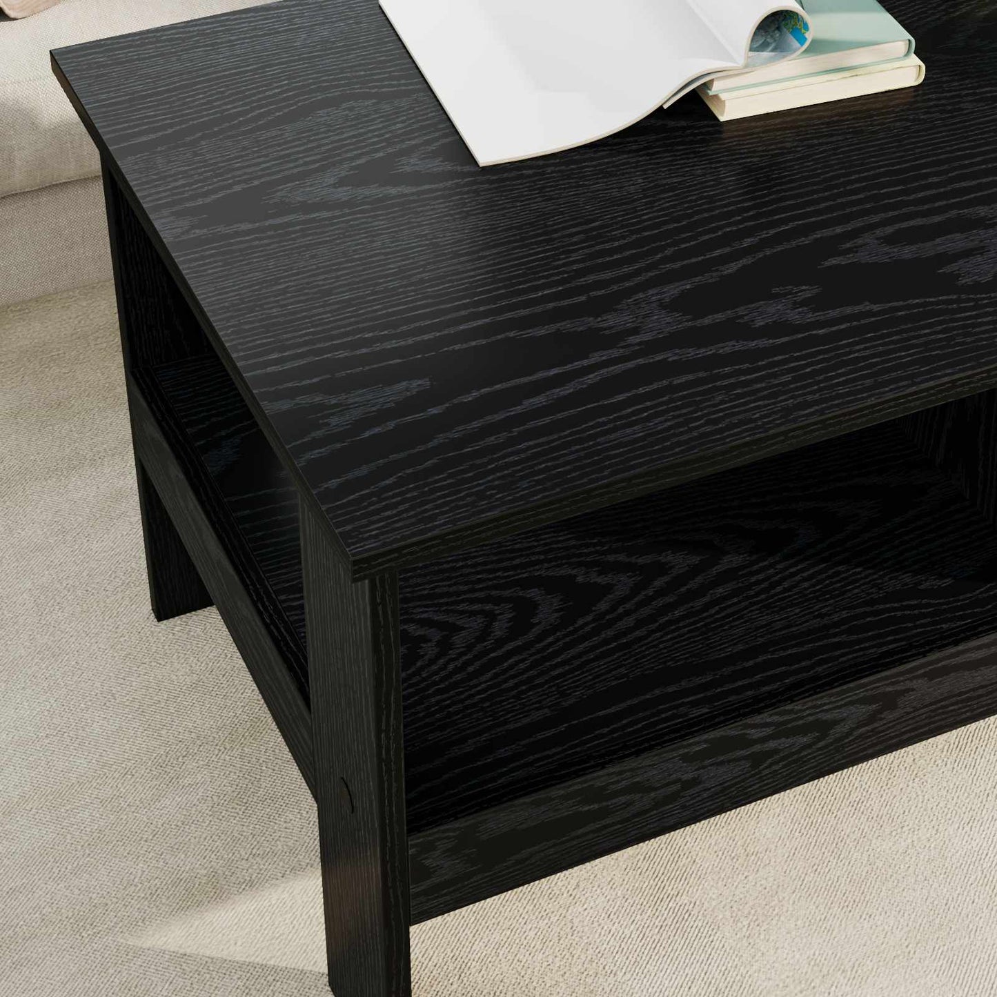 vidaXL Coffee Table Black Oak 90 x 50 x 45 cm Engineered Wood