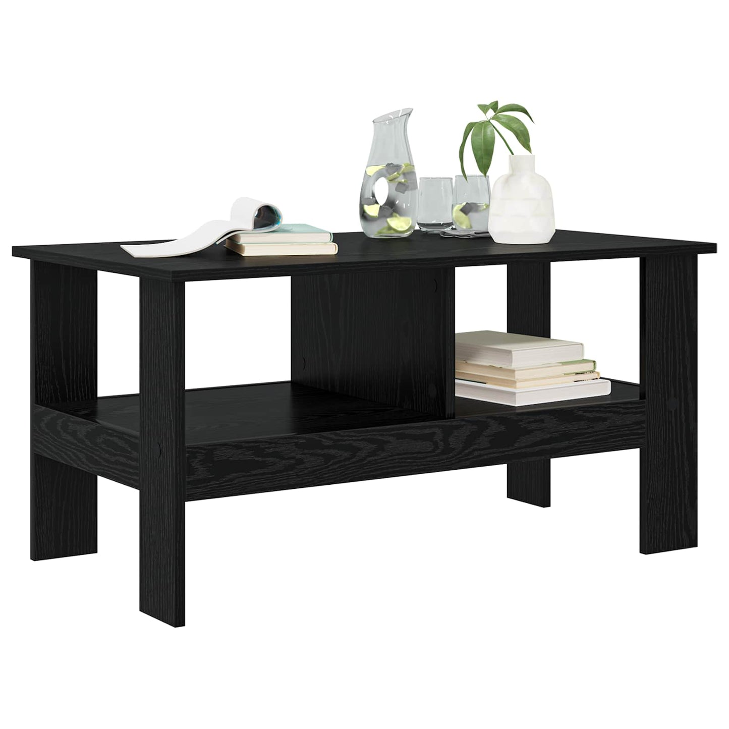 vidaXL Coffee Table Black Oak 90 x 50 x 45 cm Engineered Wood